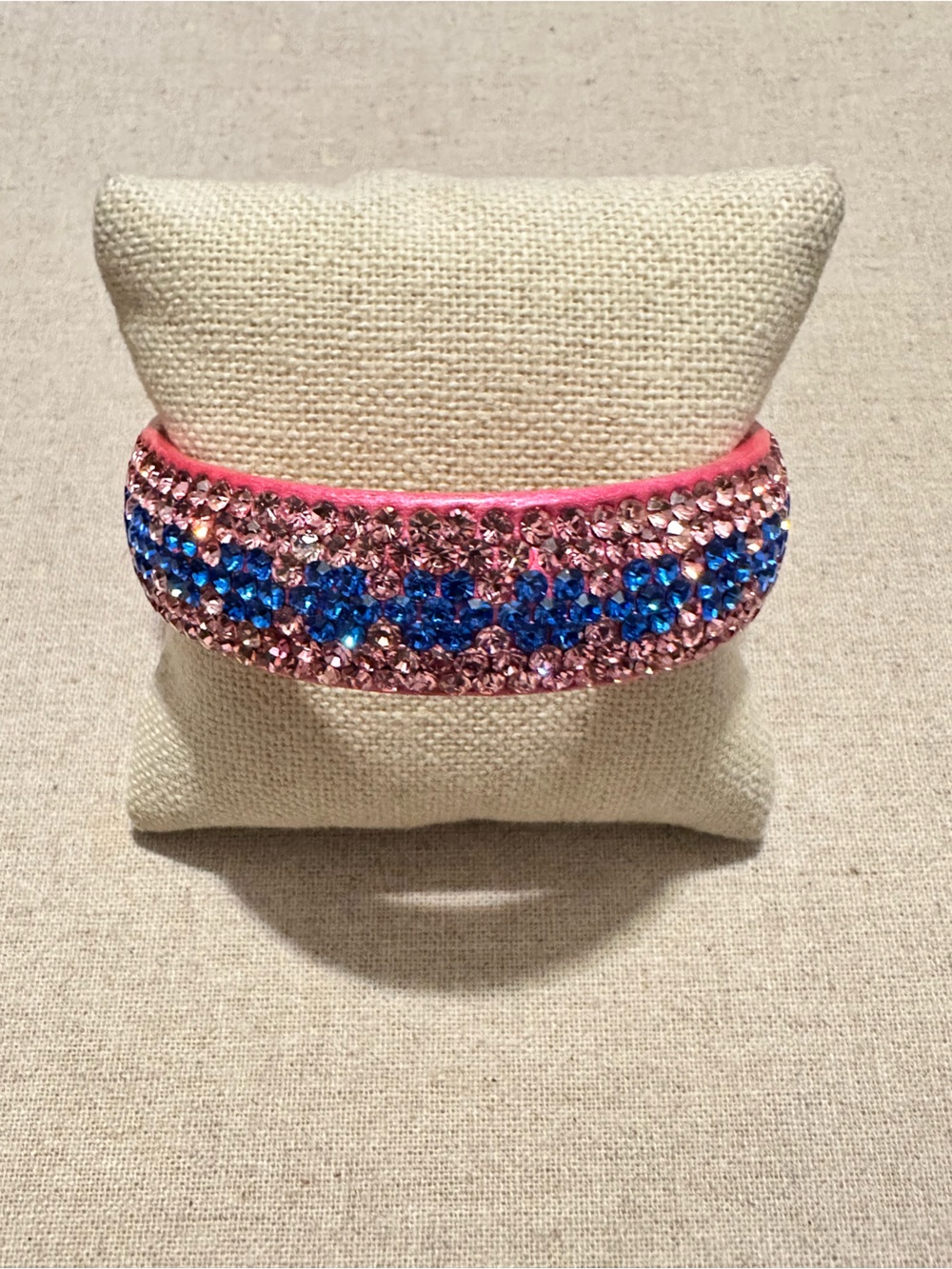 Vintage | Bracelet | Vintage Pink and Blue Floral Crystal Stretch Bracelet